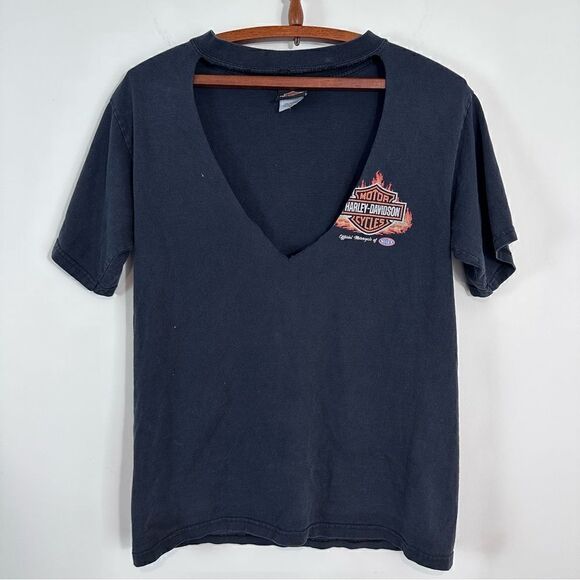 Harley Davidson Cutout Distressed T-Shirt Size M - Picture 1 of 7